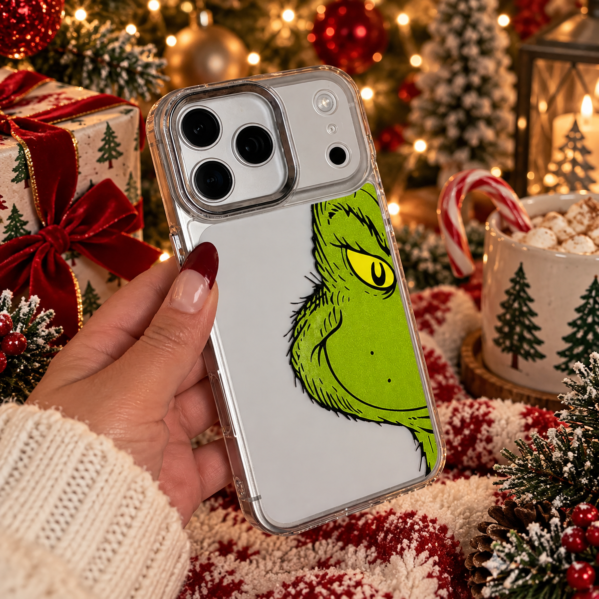Green Holiday Character Phone Case – Cute Christmas Protective Case