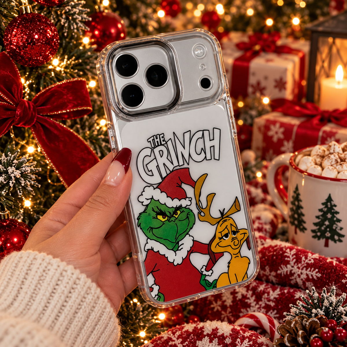 Green Holiday Character Phone Case – Cute Christmas Protective Case
