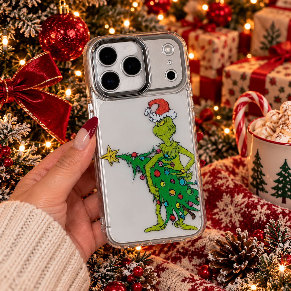 Green Holiday Character Phone Case – Cute Christmas Protective Case